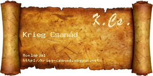 Krieg Csanád névjegykártya